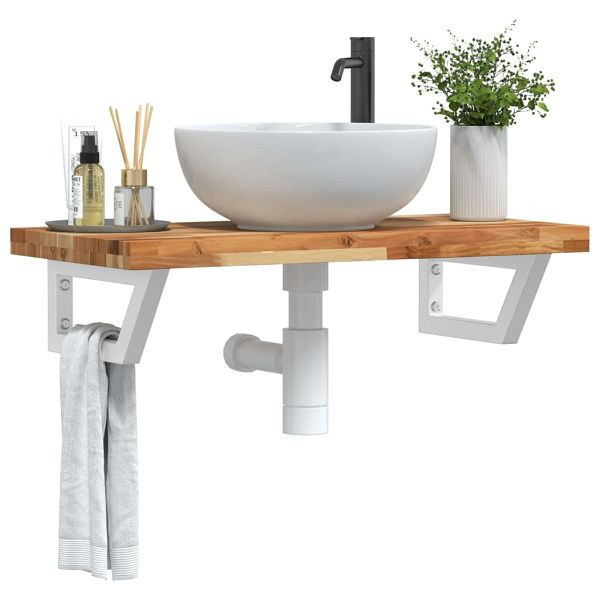vidaXL Waschbeckenregal Wandmontage Stahl und Akazienholz, 3302738