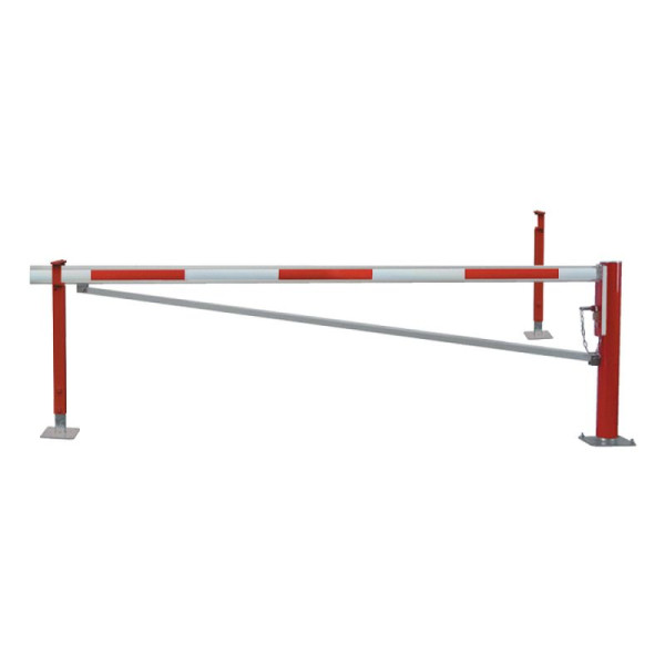 Stein HGS Wegesperre -Alpha 105-, drehbar, 6000 mm, mit Diagonalstrebe, rot-weiß/reflex, vorgerüstet für Vorhangschloss (Standard), zum Aufdübeln, 38095-030101