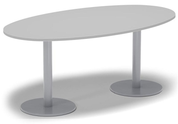 Deskin Konferenztisch MODUL, Platte Dekor Lichtgrau, Gestell Alusilber RAL 9006, B 1800 x T 1000 x H 757 mm, 348962