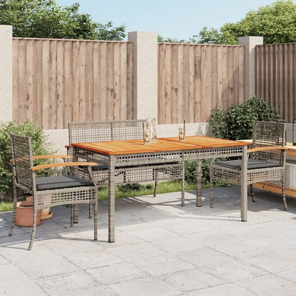 vidaXL 5-teilig Garten-Essgruppe mit Kissen Grau Poly Rattan, 3213577