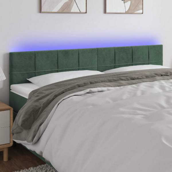 vidaXL LED Kopfteil Dunkelgrün 160x5x78/88 cm Samt, 3121669