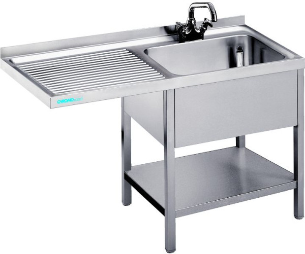 CHROMOnorm Spülcenter mit 1 Becken rechts, 1200x600x850-900 mm, STC612C1RTZ