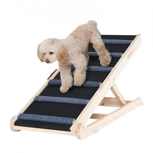 VEVOR Hunderampe 1m lang Hundetreppe mit 6 Querstangen Hundeautorampe aus Kiefernholz Gummi 6-stufig, 113kg Tragfähigkeit, CWAQPDHSMZW0SAOG7V0