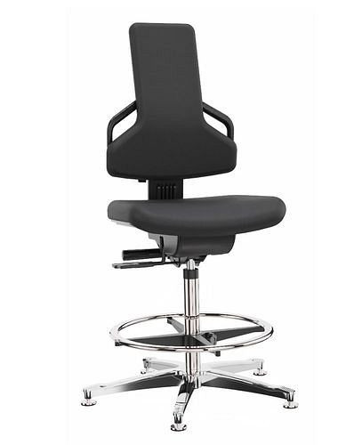 Dauphin Premium Arbeitsstuhl, Bezugsstoff schwarz, Alu-Fußkreuz, Bodengleiter, Fußring, 266916