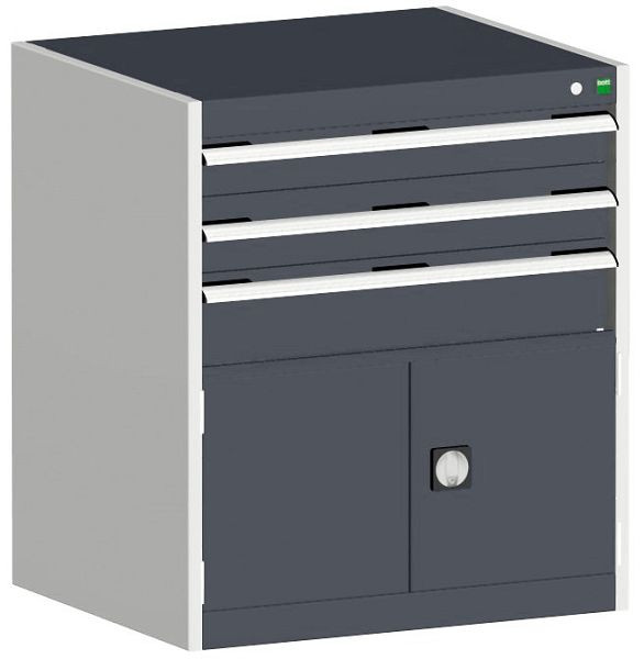 bott cubio Schubladenschrank bestückt mit 3 Schubladen, Tür BxTxH: 800 x 750 x 900 mm, RAL 7035/7016, 40028104.19V