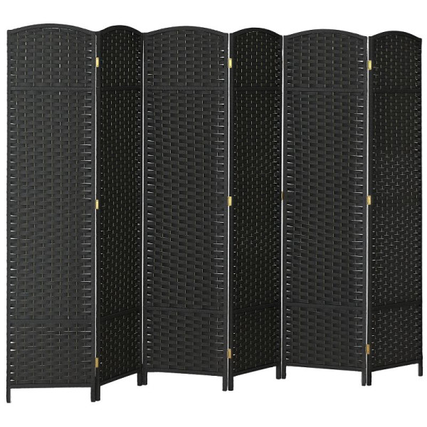 HOMCOM 6-teiliger Raumtrenner, Faltbarer Sichtschutz, Sichtschutzwand für Wohnzimmer, 830-814V01BK