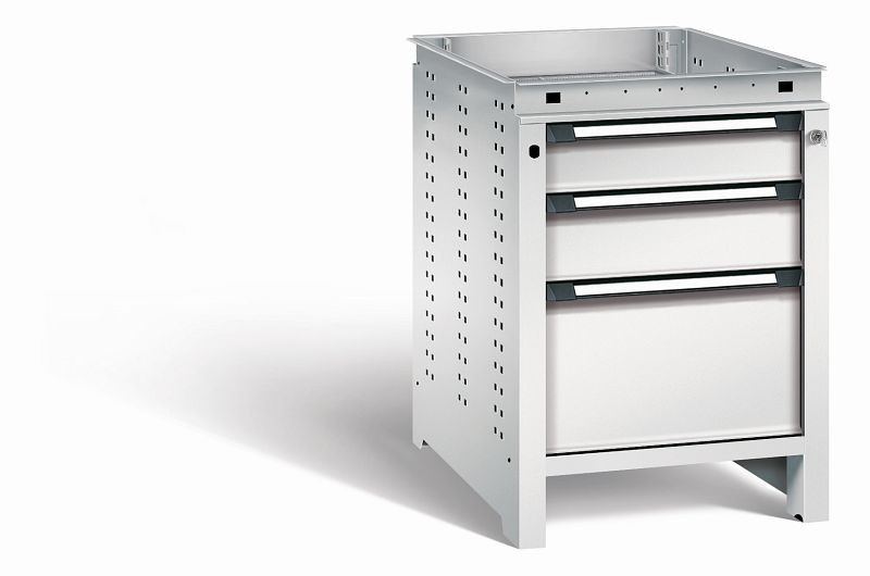 Otto Kind Werkbank Serie function Typ 106, ohne Platte, 3 Schubladen, mit Zentralverschluss, komplett RAL 7035, 072323317
