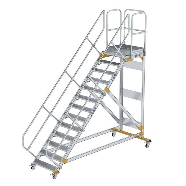 Munk Günzburger Steigtechnik Plattformtreppe 45° fahrbar Stufenbreite 800 mm 13 Stufen Aluminium geriffelt, 600793