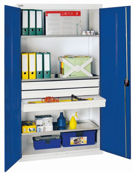 stumpf Werkzeug- und Materialschrank Serie 2000, 7035/5010, 3 Großraumschubladen, 4 Fachböden, 2008274