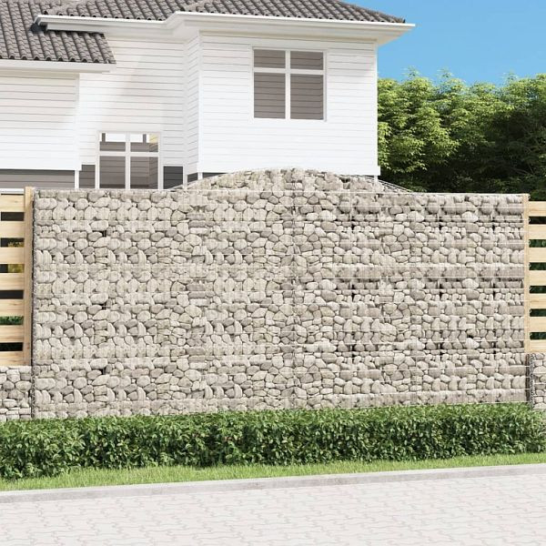 vidaXL Gabionen mit Hochbogen 3 Stück 400x30x200/220cm Verzinktes Eisen, 3146932