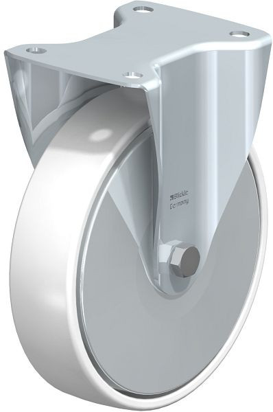 Blickle B-PO 200G-FA Stahlblech-Bockrolle mit Anschraubplatte, Polyamid, Weiß, 64196