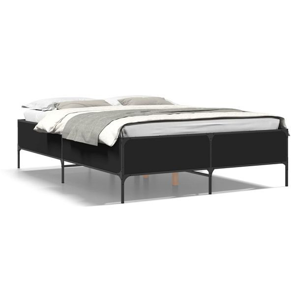 vidaXL Bettgestell Schwarz 140x200 cm Holzwerkstoff und Metall, 3279797