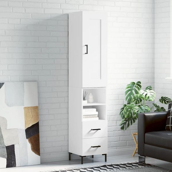 vidaXL Highboard Weiß 34,5x34x180 cm Holzwerkstoff, 3200257