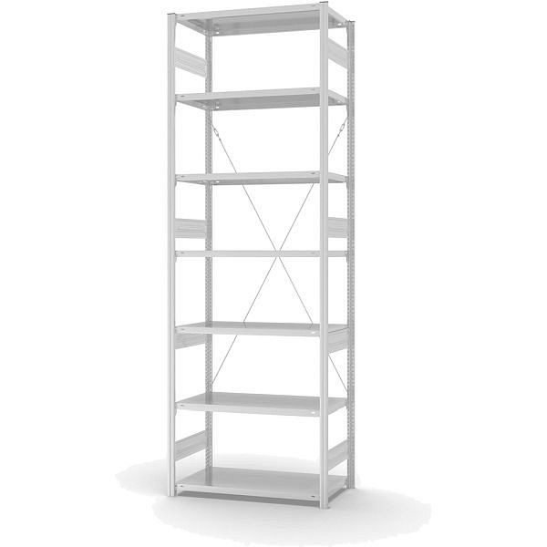 hofe Fachboden-Grundregal, 3000x500x1000 mm, 7 Fachebenen, RAL 7035, 330 kg Fachlast, 2100 kg Feldlast, einseitige Bedienung, HKG30510XS