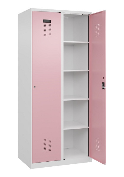 C+P Wäsche-Spind Evolo PLUS, 2 Abteile, 1850x800x500mm, 9016/3015, Verschluss Zylinderschloss, Ablageböden 8, 049000-22B S10045