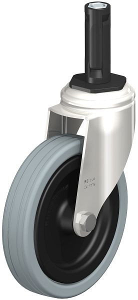 Blickle LKRXA-VPA 125G-11-EXR12 Edelstahl-Apparate-Lenkrolle mit Expander, Vollgummi, Grau, 853283