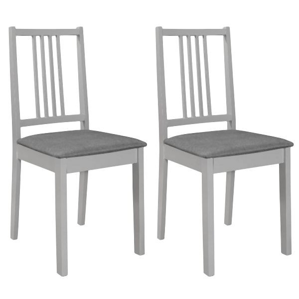 vidaXL Esszimmerstühle mit Kissen 2 Stk. Grau Massivholz, 247638