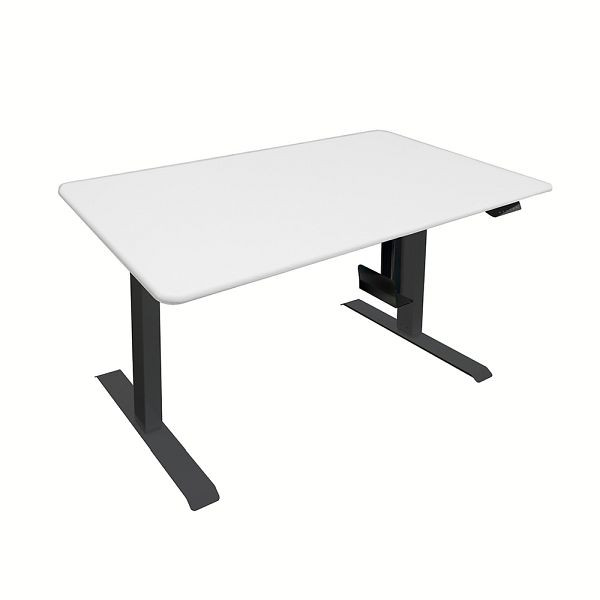 HOME DELUXE Höhenverstellbarer Schreibtisch elektrisch LUMINA mit PC-Halterung - 160 x 80 cm Weiß mit schwarzem Gestell, 51050