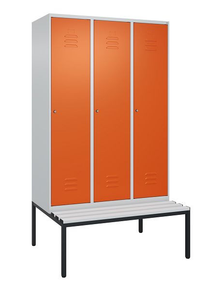 C+P Umkleidespind Classic PLUS mit Mitteltrennwand, 3 Abteile, 2120x1200x815mm, 7035/2004, Zylinderschlösser, 0800507-32F S10122