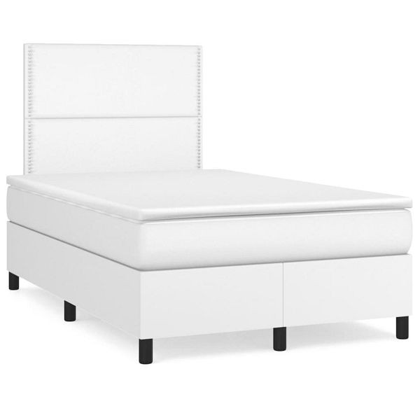 vidaXL Boxspringbett mit Matratze & LED Weiß 120x190 cm Kunstleder, 3270288