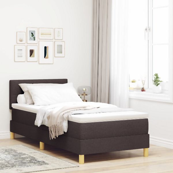 vidaXL Boxspringbett mit Matratze Dunkelbraun 90x200 cm Stoff, 3338891