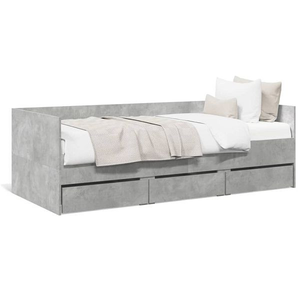 vidaXL Tagesbett mit Schubladen Betongrau 75x190 cm Holzwerkstoff, 3280835