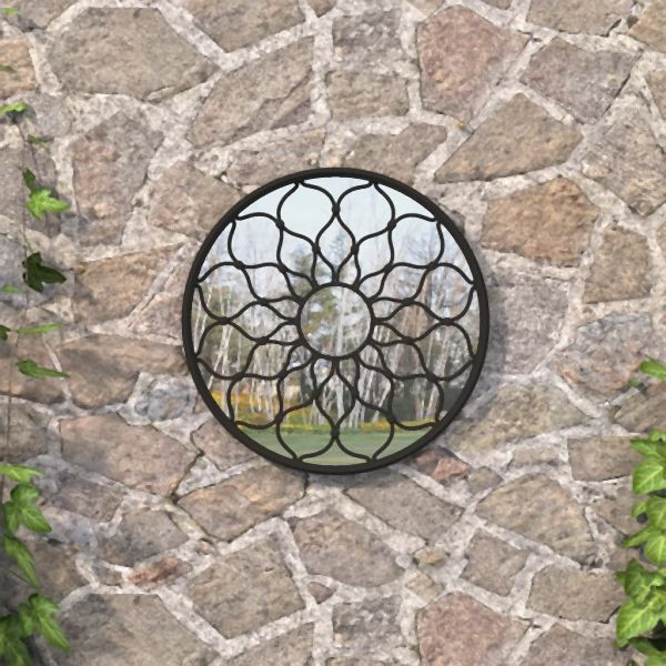 vidaXL Gartenspiegel Schwarz 60x3 cm Eisen Rund, 318368
