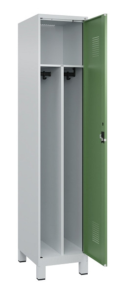 C+P Spind Evolo PLUS, mit Füßen, 1 Abteil, 1950x400x500mm, 7035/6011, Verschluss Zylinderschloss, 049010-12F S10037