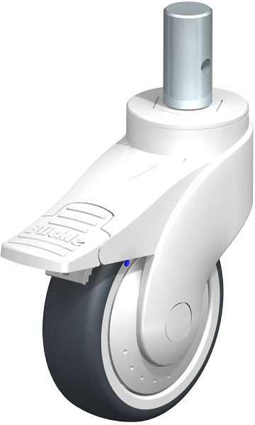 Blickle LWKX-TPA 101XK-FI-FK-ZAX55 Kunststoff-Lenkrolle WAVE, rostfrei, mit Zapfen & Feststeller, Thermoplastisches Gummi-Elastomer, Grau, 744792