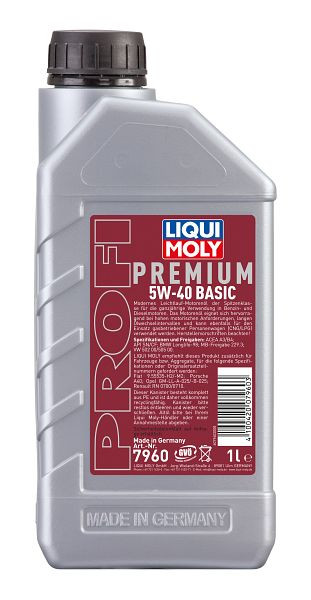 LIQUI MOLY Motoröl Profi Premium 5W-40 Basic, Kanister Kunststoff, VE: 1 Liter, 7960