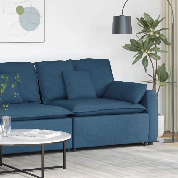 vidaXL Modulares Sofa Endmodul mit Armlehne Kissen Blau 100 cm, 4104394