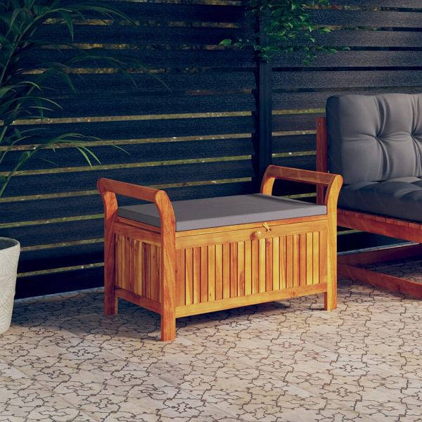 vidaXL Garten-Truhenbank mit Kissen 91 cm Massivholz Akazie, 319716