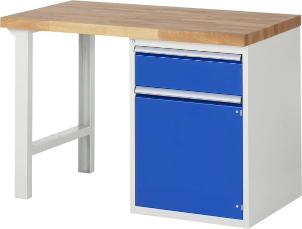 RAU Werkbank Serie 7000 - Baukasten-Bauweise, Unterbau-Container (1x Schublade, 1x Flügeltür), 1250x840x700 mm, 03-7502A1-127B4S.11