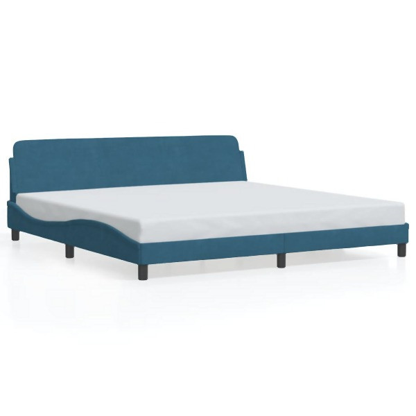 vidaXL Bettgestell mit Kopfteil Blau 200x200 cm Samt, 373256