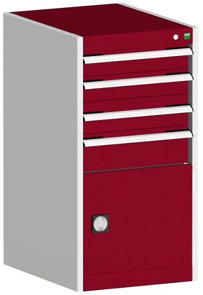 bott cubio Schubladenschrank bestückt mit 4 Schubladen, Tür BxTxH: 525 x 525 x 1000 mm, RAL 7035/3004, 40010043.24V