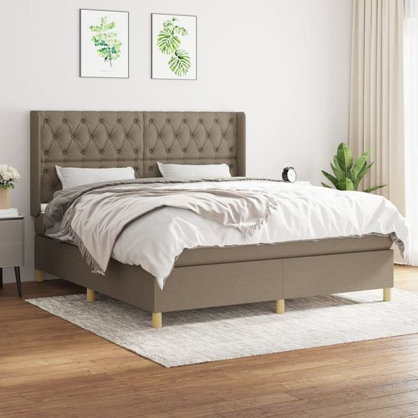 vidaXL Boxspringbett mit Matratze Taupe 160x200 cm Stoff, 3132245