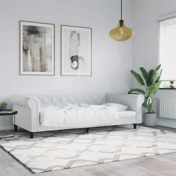 vidaXL Tagesbett Weiß 90x200 cm Kunstleder, Massivholz, 354227
