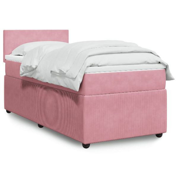vidaXL Boxspringbett mit Matratze Rosa 90x190 cm Samt, 3289913
