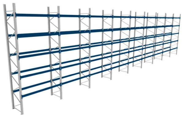 BITO Palettenregal P4 6005x1100x25500 Komplettregal, 5E, 800 RAL5010 U, 56489
