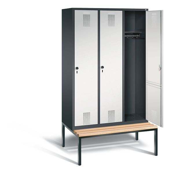 C+P Garderobenschrank Evolo, H2090xB1200xT815mm, Farbe: Schwarzgrau / Lichtgrau, 48050-32 S10050