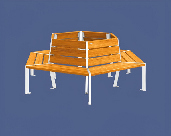 Procity Baum-Rundbank Silaos, Stahl Und Holz, Innendurchmesser 1000 mm, helle Eiche/RAL 9010, 209648.9010.CHEC