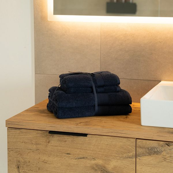 HOME DELUXE Handtuch Set 4 teilig SOFT, Dunkelblau, 55526