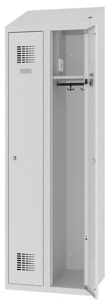 Eurobox Umkleidespind Strom, 2 Abteile, mit Steckdose, 300 mm, ohne Füße, 1000-030201