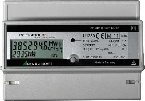 Gossen Metrawatt Energiezähler, MID, kWh 4-L 5(65)A M-Bus, U1289-V014