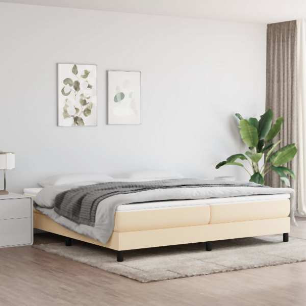 vidaXL Boxspringbett mit Matratze Creme 200x200 cm Stoff, 3144106