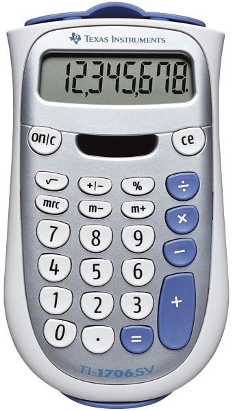 TEXAS INSTRUMENTS Taschenrechner TI-1706 SV, Solar- und Batteriebetrieb, 80 x 145 x 18 mm, 752711