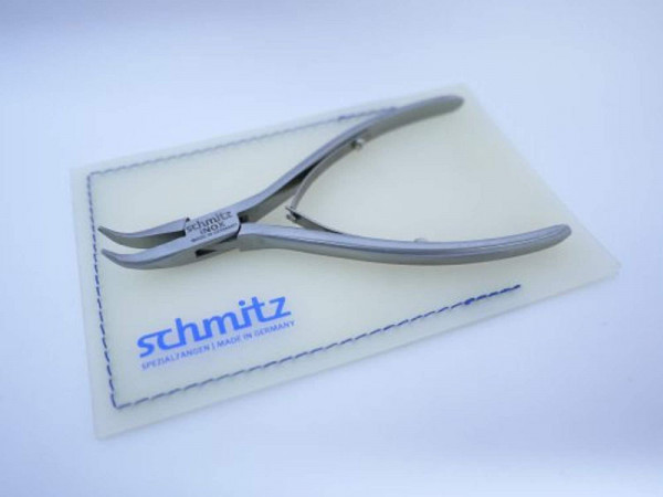 Schmitz Zangen Spitzzange 120mm gebogene, kurze Greif-Backen ohne Verzahnung, rostfrei, 4213FP00-RF