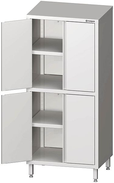 Stalgast Hochschrank mit Flügeltüren, 800x700x1800 mm, mit zwei Schrankräumen, verschweißt, VHK08705