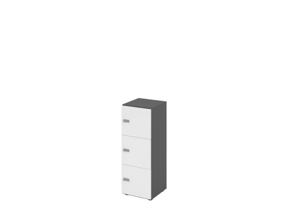 Hammerbacher Schließfachschrank schmal 3OH, 3 Türen mit Zahlenschloss, Korpus: Graphit, Türen: weiß, 40 x 42 x 110 cm (BxTxH), V234L3/G/W/ZS