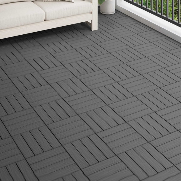 vidaXL Terrassenfliese 3D-Design 11-teilig Schwarz 30 x 30 cm WPC, 42046681